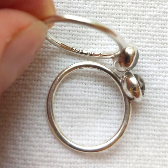 Pandora crystal rings..  Aquamarine type and Smokey Onyx Rings..  Minimalist - Picture 4 of 4